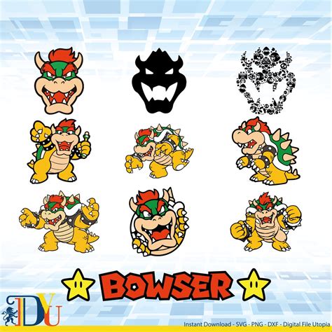 Bowser Svg Bundle, Bowser Cut File, Bowser Silhouette, Mario Svg, Bowser Monster, Angry Bowser ...