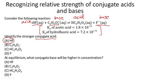 Recognizing relative strength of conjugate acids and bases - YouTube