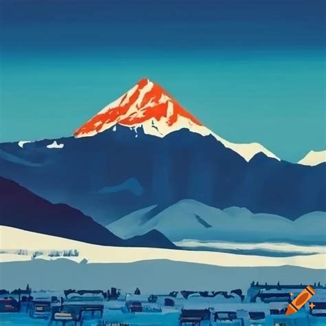 Vintage travel poster of french alps ski resort on Craiyon