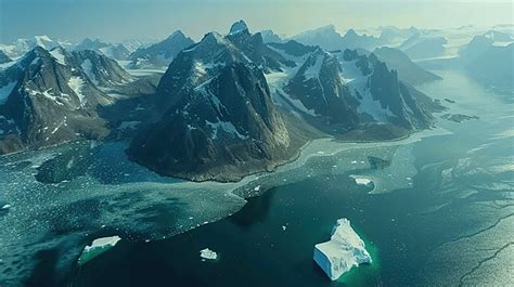 Aerial View Of Scenic Greenland Glaciers And Icebergs Background, Glacier, Greenland, Ice ...