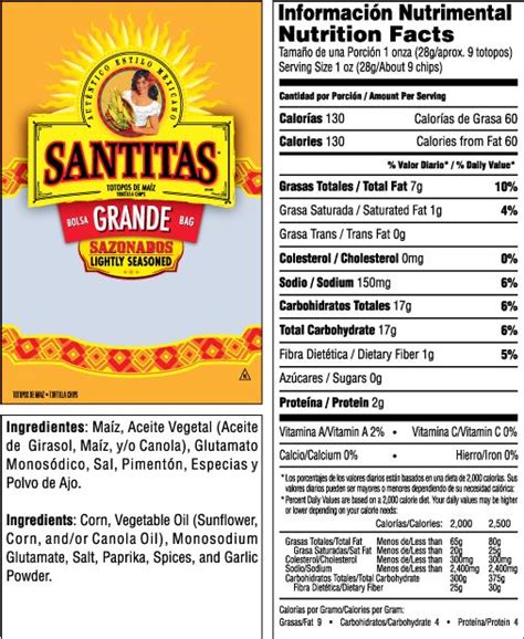 corn tortilla chips nutrition facts