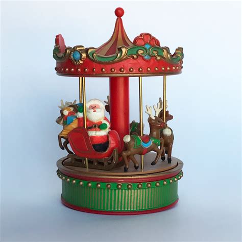 Christmas Carousel Melody Go Round Vintage Music Box