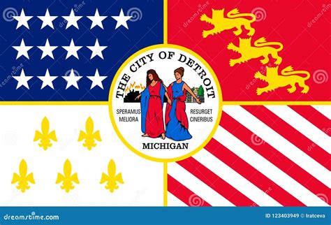 Flag of Detroit in Michigan, USA Stock Image - Image of banner, michigan: 123403949