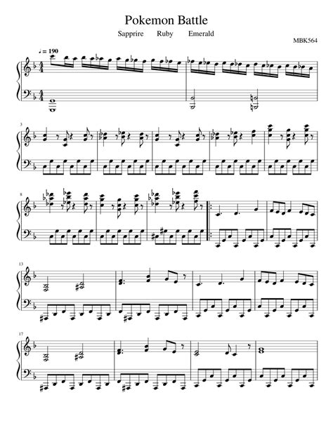 Pokemon Battle Sheet music for Piano (Solo) | Musescore.com