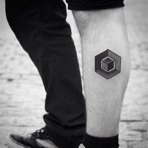 Cube within a cube tattoo by Wagner Basei inked on the left calf ...