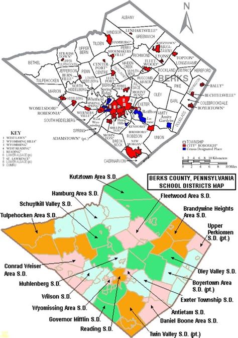 Berks County Township, Borough and School Maps | Berks county, Topton ...