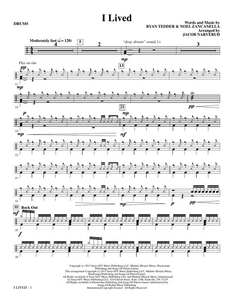 I Lived - Drum Set | Sheet Music Direct