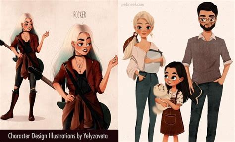 10 Simple Digital Character Design illustrations by Ukranian Artist Yelyzaveta