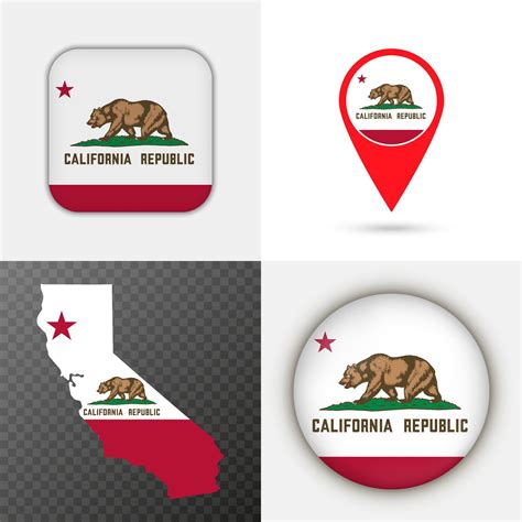 Set California state flag. Vector illustration. 14888956 Vector Art at ...