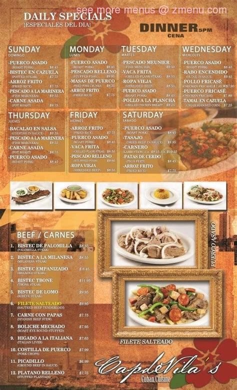 Menu at La Teresita Cafe, Tampa