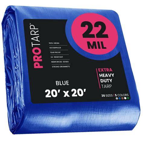 PROTARP 20 ft. x 20 ft. Blue Polyethylene Heavy Duty 22 Mil Tarp ...