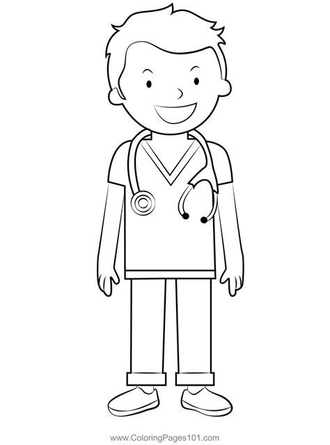 Doctor Boy Coloring Page for Kids - Free Doctors Printable Coloring ...