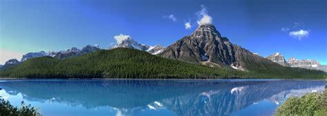 Scenic landscape with clear lake and Mountains in Jasper National Park, Albert, Canada image ...