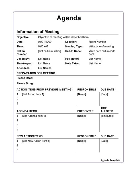 Printable Team Meeting Agenda Template Printable Templates | Images and Photos finder