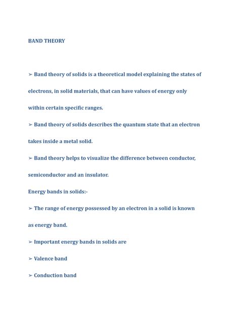 BAND Theory - lecture note - MSC Chemistry - MG University - Studocu