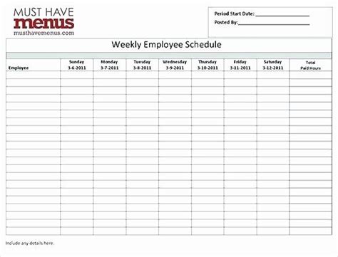 Restaurant Work Schedule Template Unique Free Restaurant Employee ...