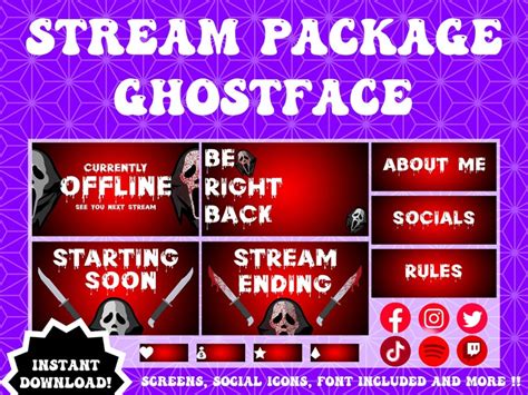 Ghostface Overlay Package, Horror Twitch Overlay Package, Twitch Stream ...