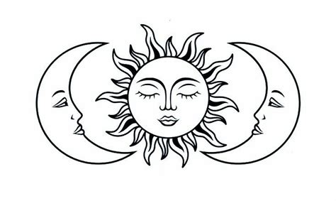 Sun Drawing, Sun And Moon Drawings, Face Line Drawing, Tattoo Stencil Outline, Tattoo Stencils ...