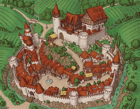 Medieval Fantasy Town Map by Domigorgon on DeviantArt