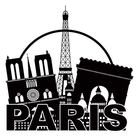 Paris City Skyline Silhouette Circle Black and White Illustratio ...