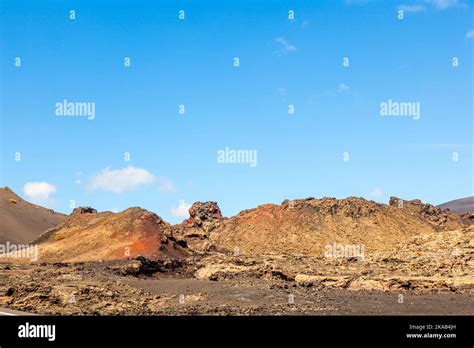 famous volcanoes of Timanfaya National Park Stock Photo - Alamy