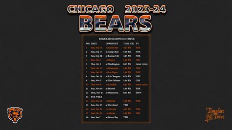 2023-2024 Chicago Bears Wallpaper Schedule