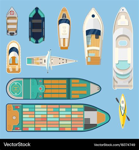 Top view on isolated boats or ships Royalty Free Vector