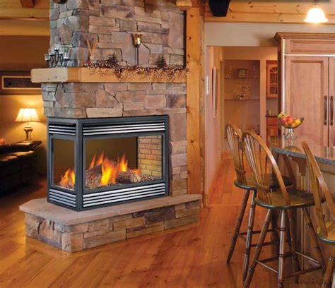 Stone & Brick with Peninsula Fireplaces - Hearth and Home Distributors of Utah, LLC