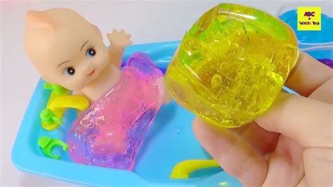 Learn Color and Learn How to Count Baby Doll Jelly Slime Bath Avengers ...