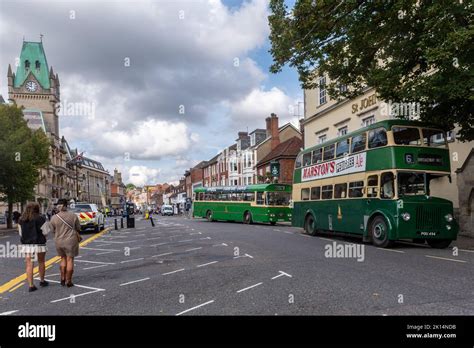 Vintage bus running day in Winchester city centre, Hampshire, England ...