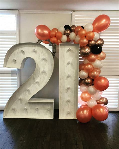 21st Birthday Balloon Garland Decoration with Giant Lightup Numbers #21stbirthday # ...