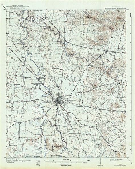 1916 Topo Map of Murfreesboro Tennessee Quadrangle | Etsy