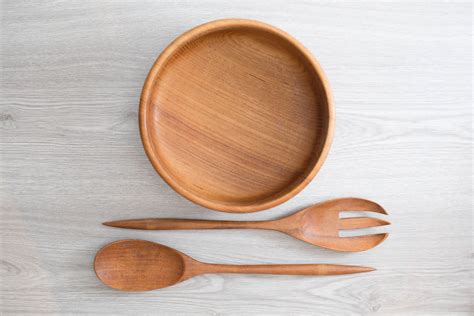 Teak Salad Bowl and Tongs / Vintage Solid Exotic Wood Food Safe Serving Appetizer Dish Platter ...