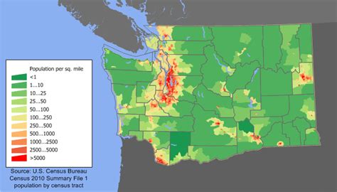 Washington State Population Density Map 2010 | Washington state map, Washington state, Washington