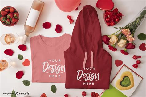 Valentines Day Decoration Hoodie Mockup PSD Editable Template