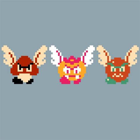 I made goomba, goombrat, and galoomba pixel art : r/PixelArt