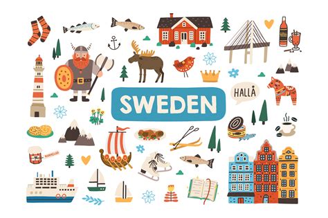 Cultural symbols of Sweden set | Animal Illustrations ~ Creative Market