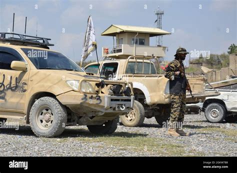 Khost, Afghanistan. 15th Sep, 2021. A member of Taliban stands guard at ...