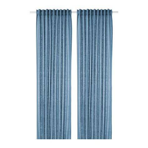 IKEA Aina Curtains Drapes BLUE LINEN 98" Long