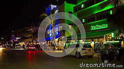 Nightlife at Ocean Drives Street, South Beach, Miami. Stock Footage ...