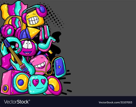 Background with cartoon musical items Royalty Free Vector