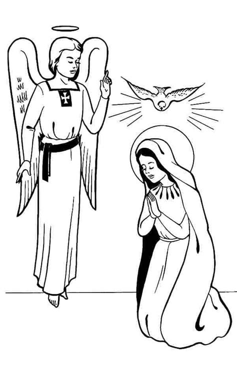 Angel Gabriel And Mary Coloring Page