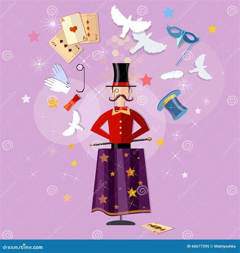 Magician Circus Shows Tricks Focuses Magical Performance Stock Vector - Illustration of people ...