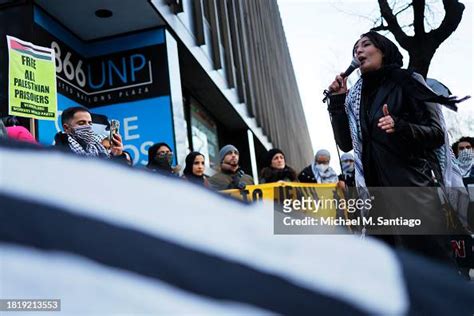 Nerdeen Kiswani speaks as pro-Palestine supporters gather for a rally... News Photo - Getty Images