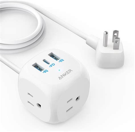 Anker 20W USB C Power Strip, 321 Power Strip with 3 Outlets and USB C ...