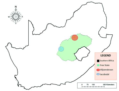 Map showing the location of the study area in the Free State Province ...