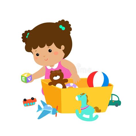 Illustration of Kid Girl Storing Toys. Stock Vector - Illustration of house, housekeeping: 106483290