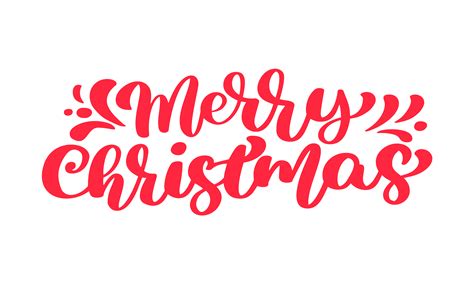 Merry Christmas red vector text Calligraphic Lettering design card ...