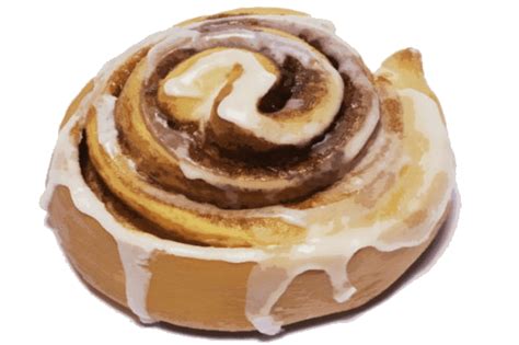 cinnamon roll with icing sitting on top of it