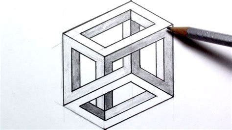 3D Illusion Drawing Easy How To Draw An Optical Illusion – Escher Cube ...